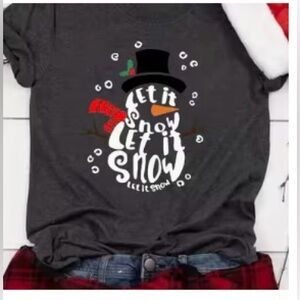 Gray Snowman Let It Snow Graphic T-Shirt